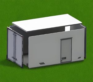 Assembled enclosed trailer body using PET foam panels, showcasing durability and lightweight design. 