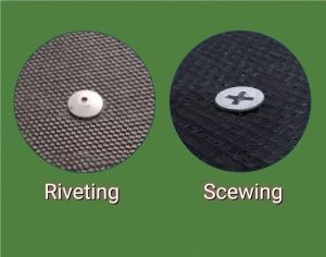 Image displaying the through-type connection technique for composite floors, utilizing rivets or screws for secure attachment.